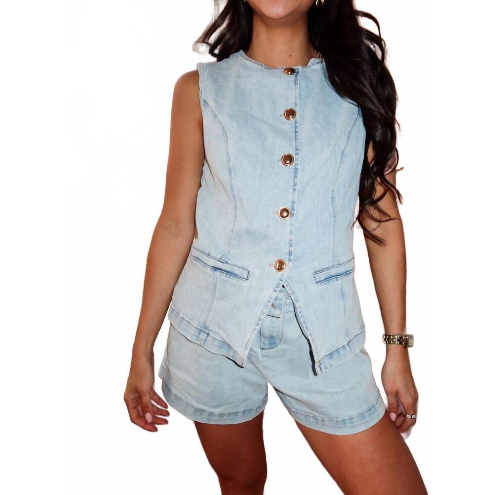 NEW NEEDII skies denim shorts in blue